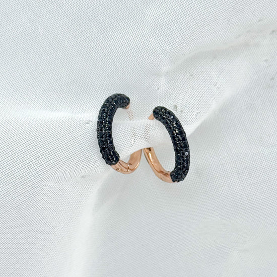 Coppia orecchini a scattino con zirconi neri su base rutenio - Lumiere Bijoux