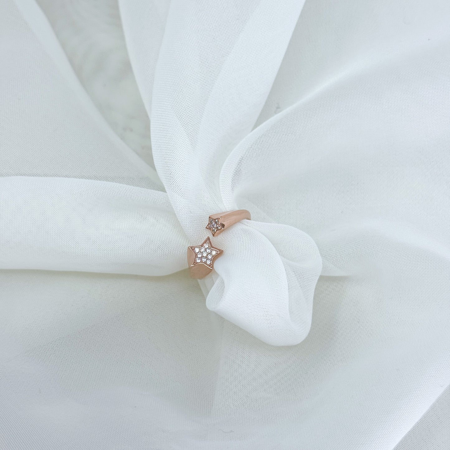 Anello contrarié stelle zirconi argento - Lumiere Bijoux