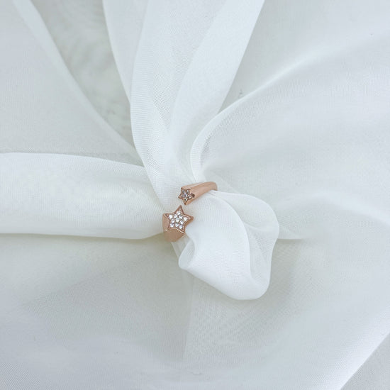 Anello contrarié stelle zirconi argento - Lumiere Bijoux