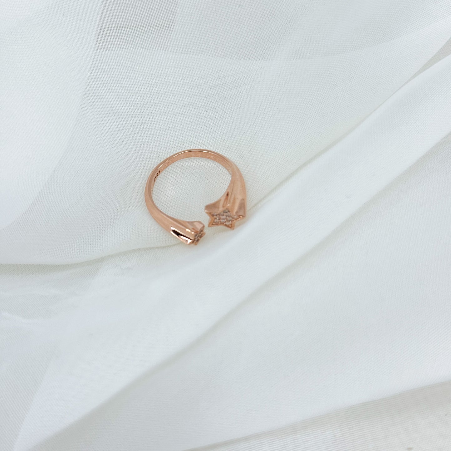 Anello contrarié stelle zirconi argento - Lumiere Bijoux