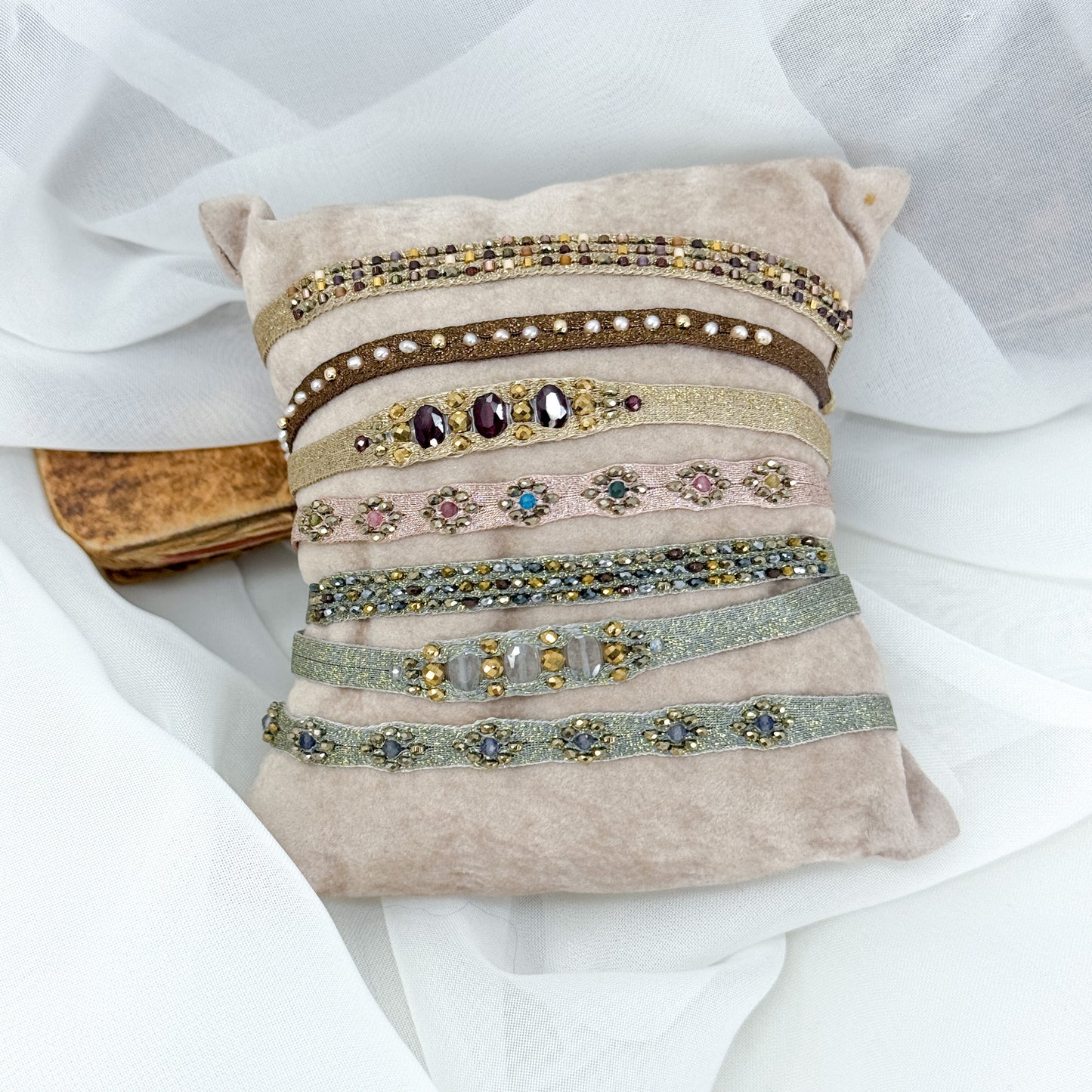 Bracciale Parigi esclusivo in lurex e pietre semi preziose - 0.7cm regolabile - Lumiere Bijoux