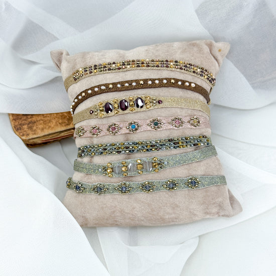 Bracciale Parigi esclusivo in lurex e pietre semi preziose - 0.7cm regolabile - Lumiere Bijoux