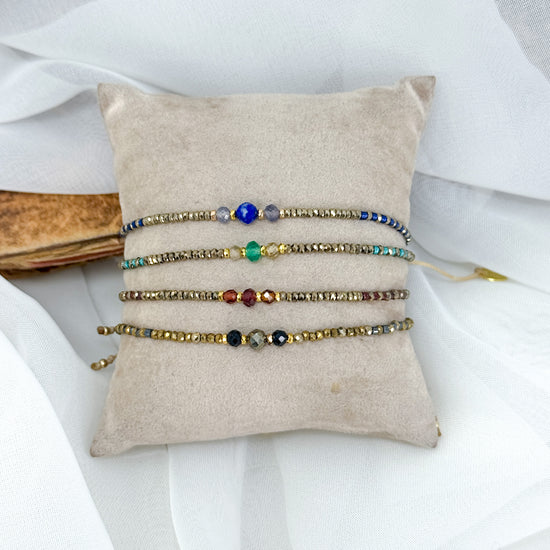 Bracciale Parigi esclusivo pietre semi preziose - 0.3 cm regolabile - Lumiere Bijoux