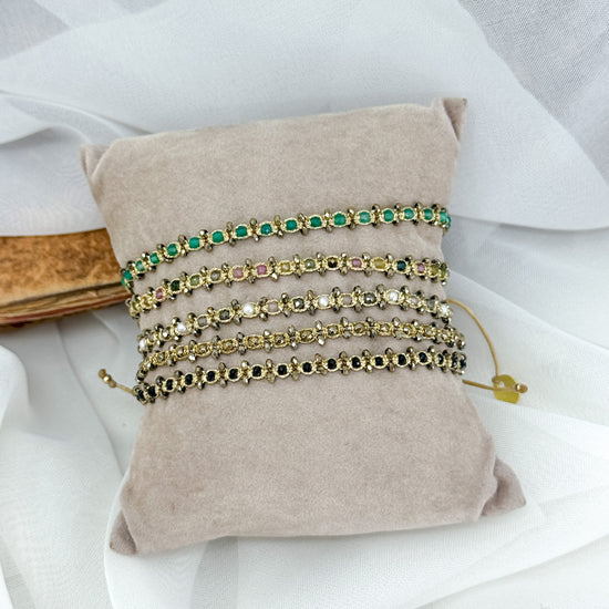 Bracciale Parigi intreccio esclusivo pietre semi preziose - 0.4 cm regolabile - Lumiere Bijoux