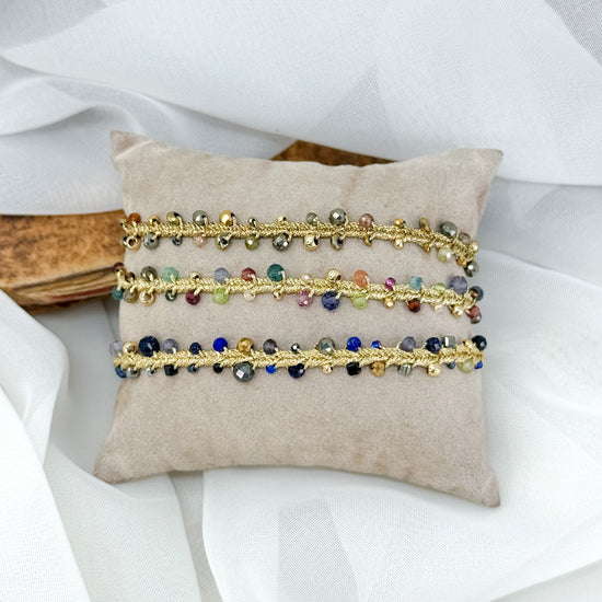 Bracciale Parigi spiga esclusivo pietre semi preziose - 0.6 cm regolabile - Lumiere Bijoux