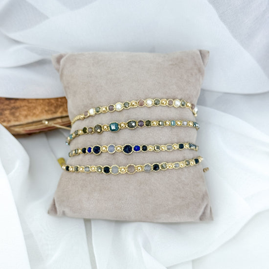 Bracciale Parigi intreccio esclusivo pietre semi preziose e perle - 0.4 cm regolabile - Lumiere Bijoux