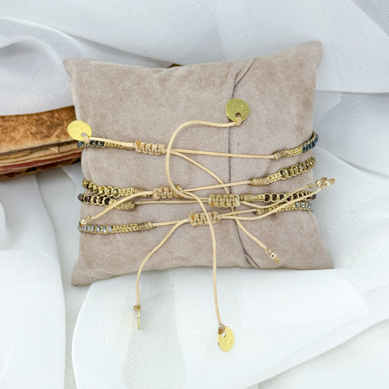 Bracciale Parigi intreccio esclusivo pietra centrale semi preziose - 0.3 cm regolabile - Lumiere Bijoux