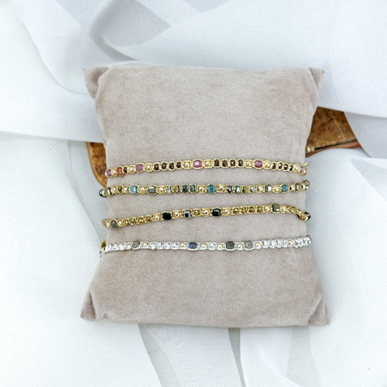 Bracciale Parigi intreccio esclusivo pietre semi preziose - 0.3 cm regolabile - Lumiere Bijoux