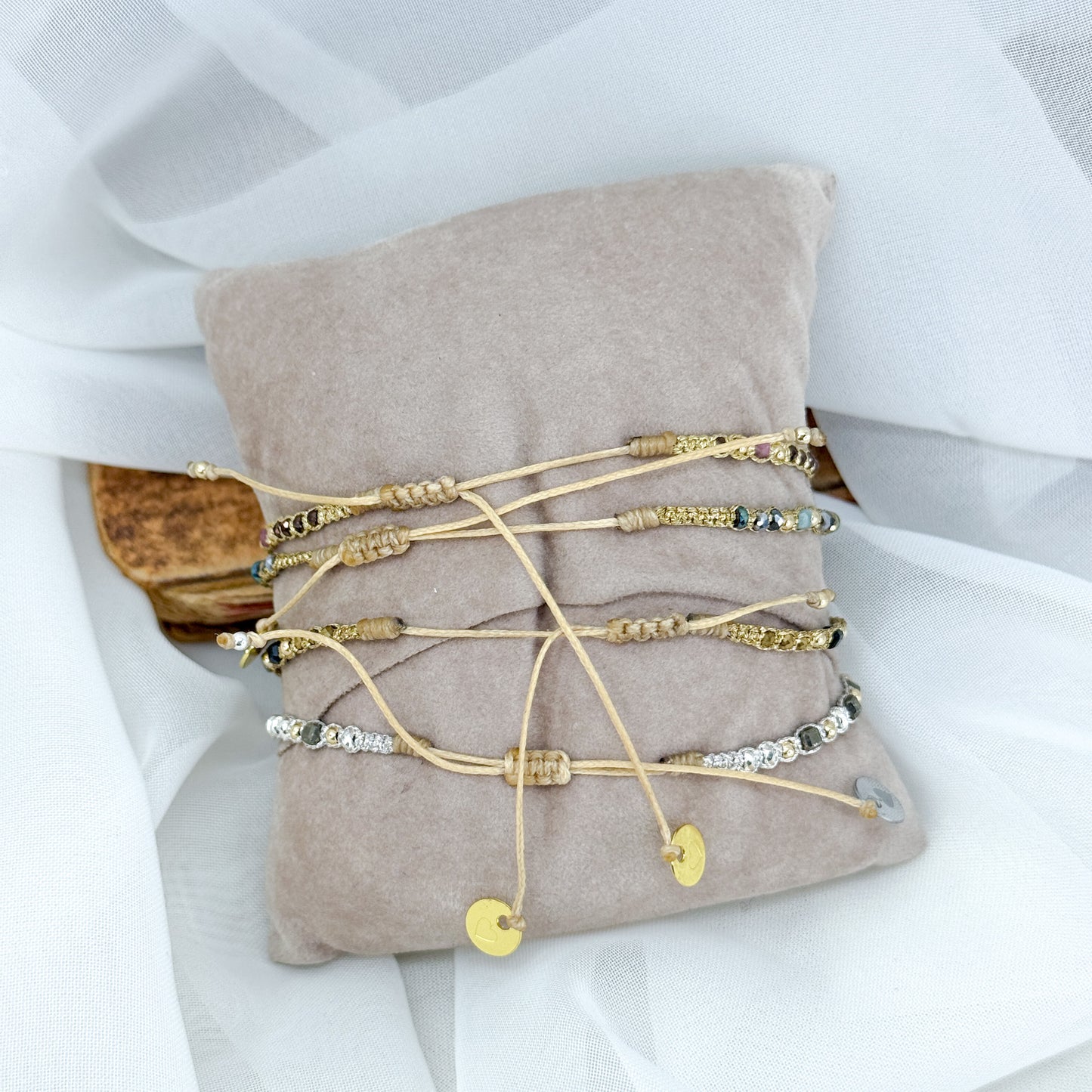 Bracciale Parigi intreccio esclusivo pietre semi preziose - 0.3 cm regolabile - Lumiere Bijoux