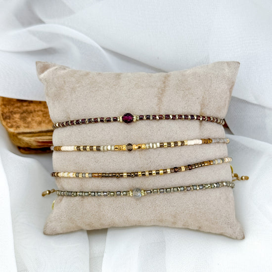 Bracciali Parigi fine pietre miyuky cioccolato e grigie - Lumiere Bijoux