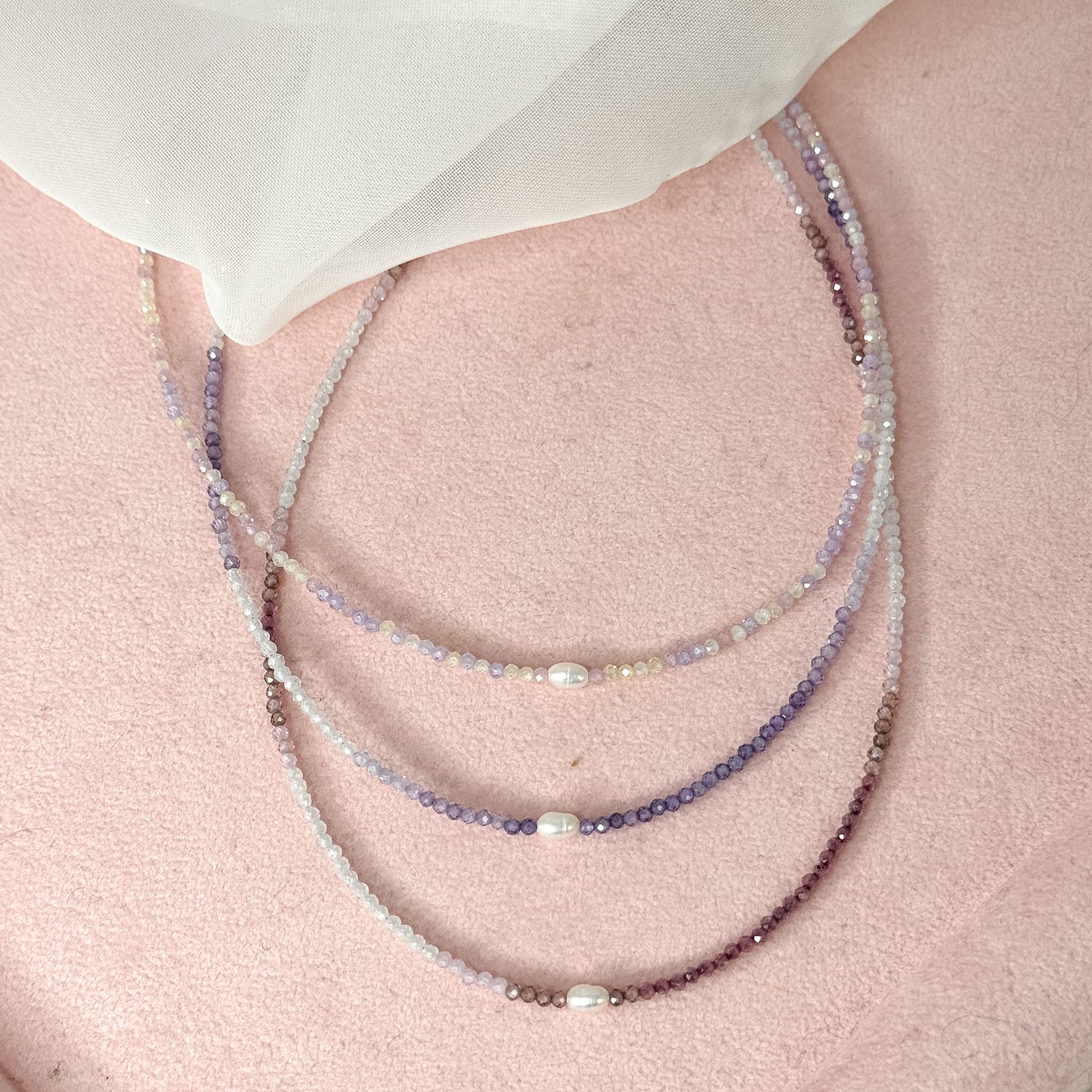 Collane choker Cristalli Multicolore e Perla Risino centrale - 35cm - Lumiere Bijoux
