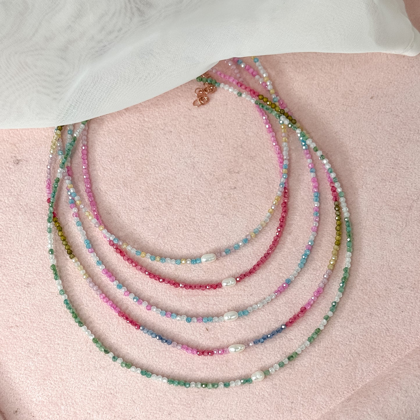 Collane choker Cristalli Multicolore e Perla Risino centrale - 35cm - Lumiere Bijoux