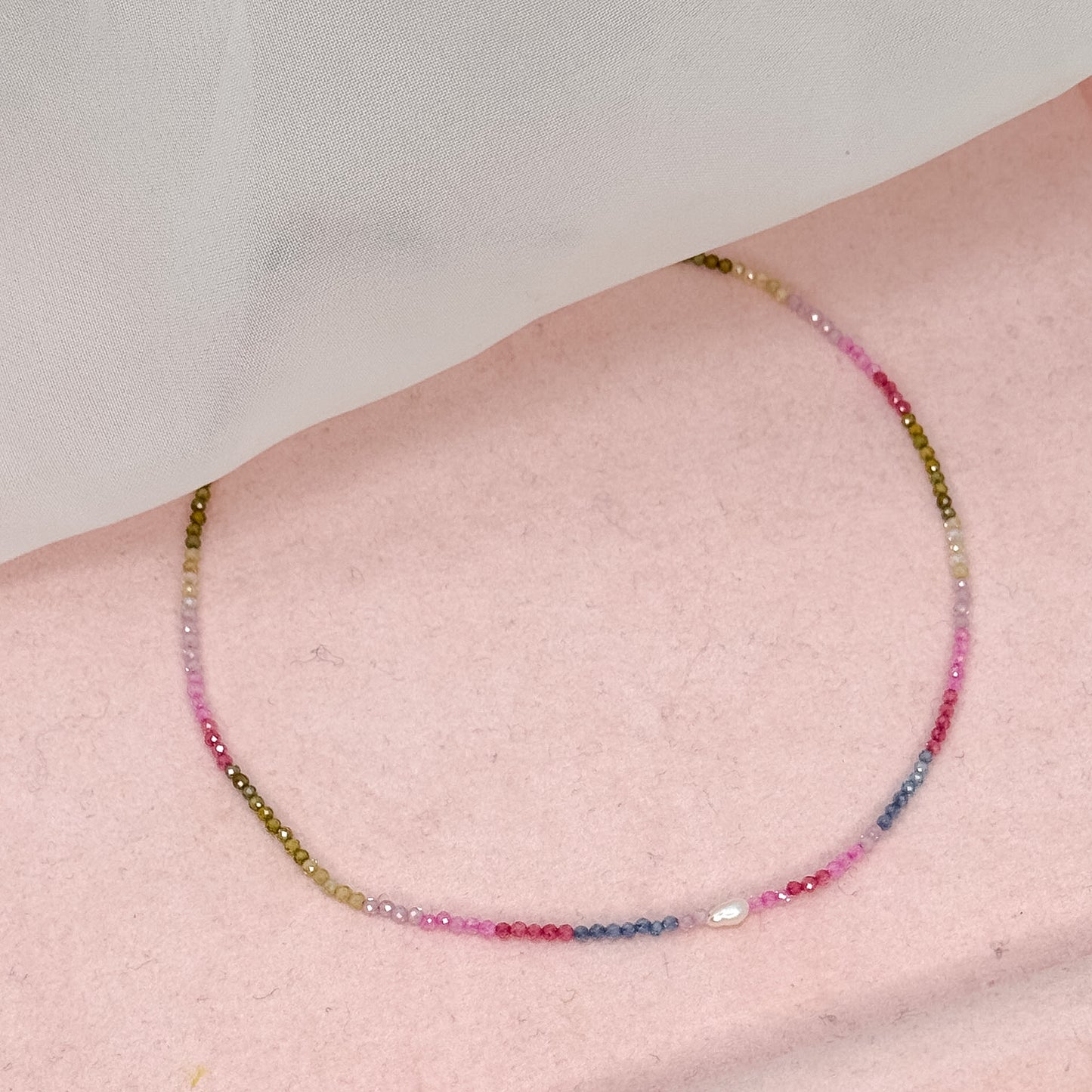 Collane choker Cristalli Multicolore e Perla Risino centrale - 35cm - Lumiere Bijoux