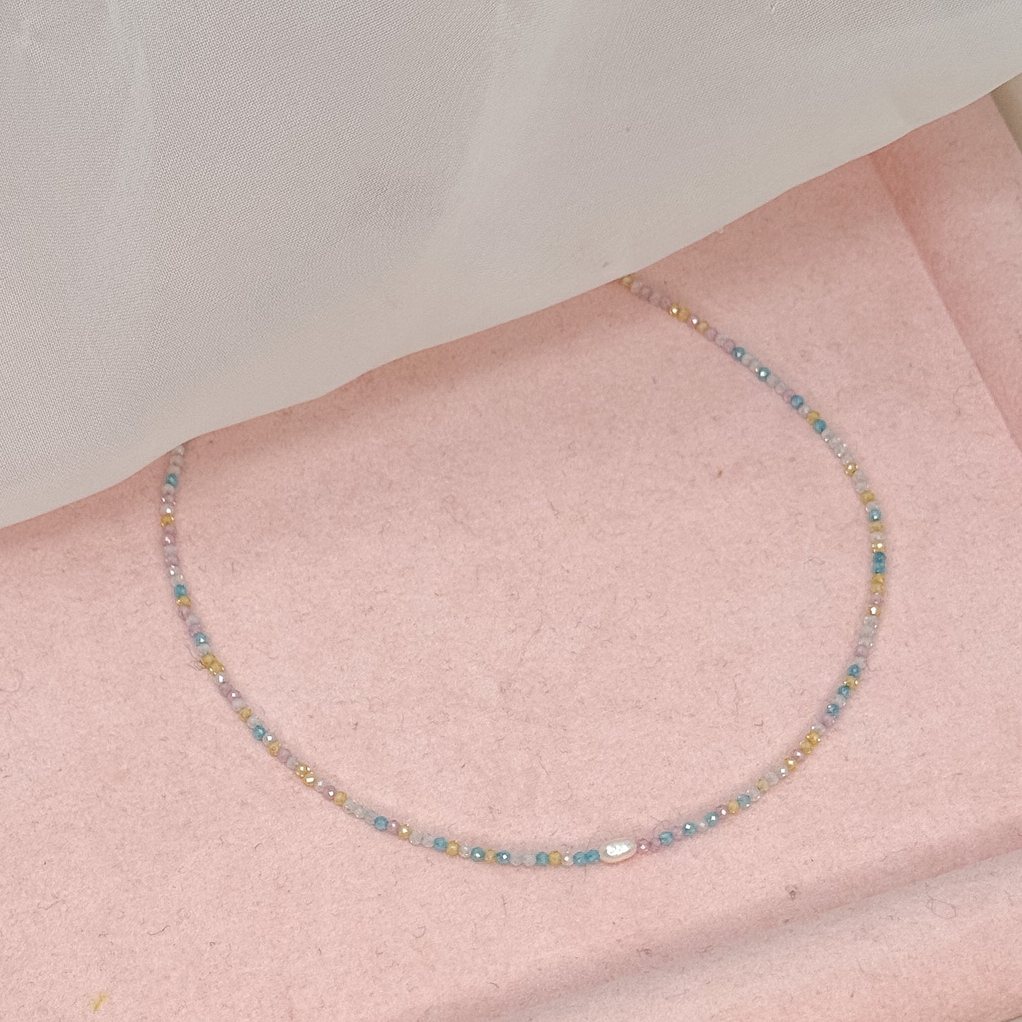 Collane choker Cristalli Multicolore e Perla Risino centrale - 35cm - Lumiere Bijoux