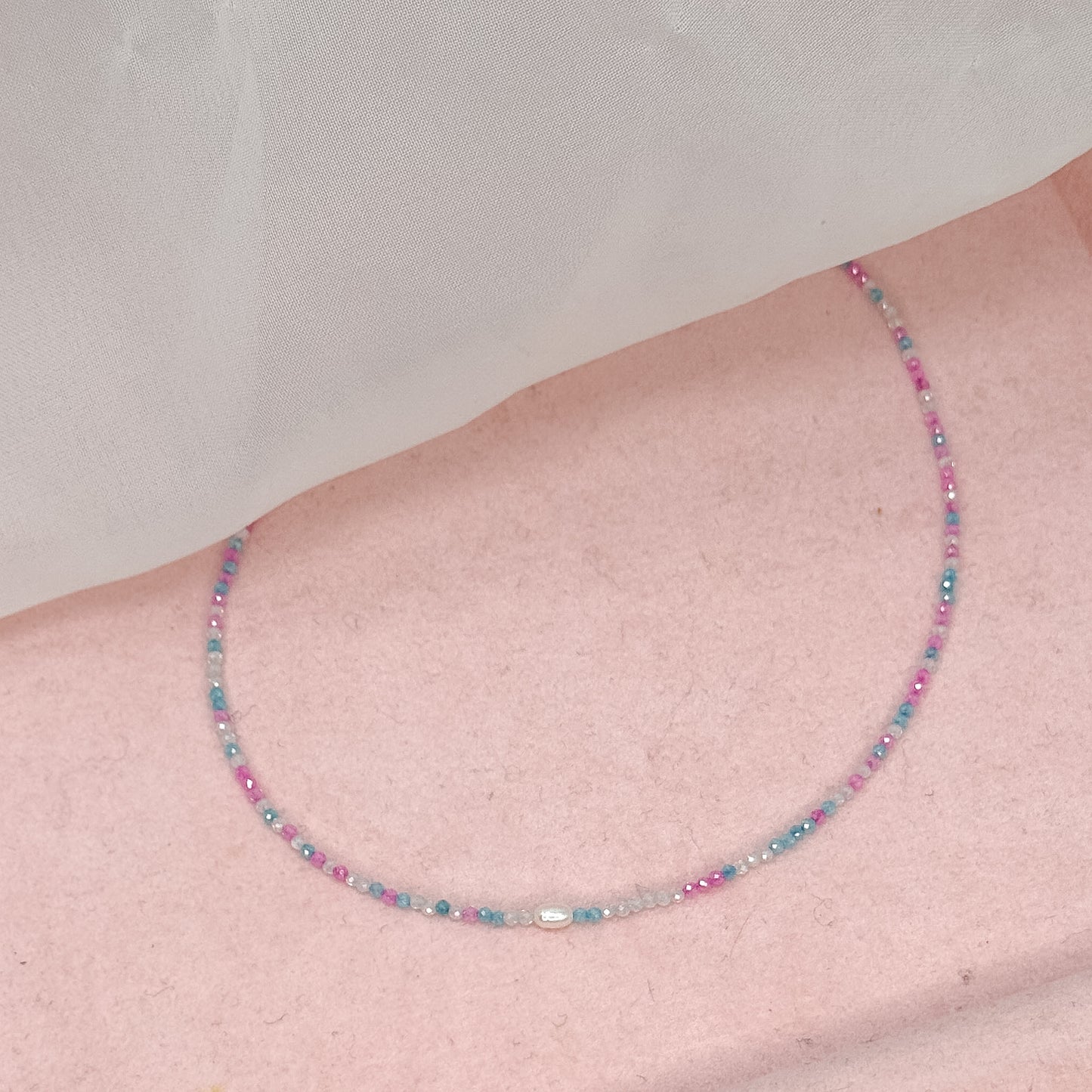 Collane choker Cristalli Multicolore e Perla Risino centrale - 35cm - Lumiere Bijoux