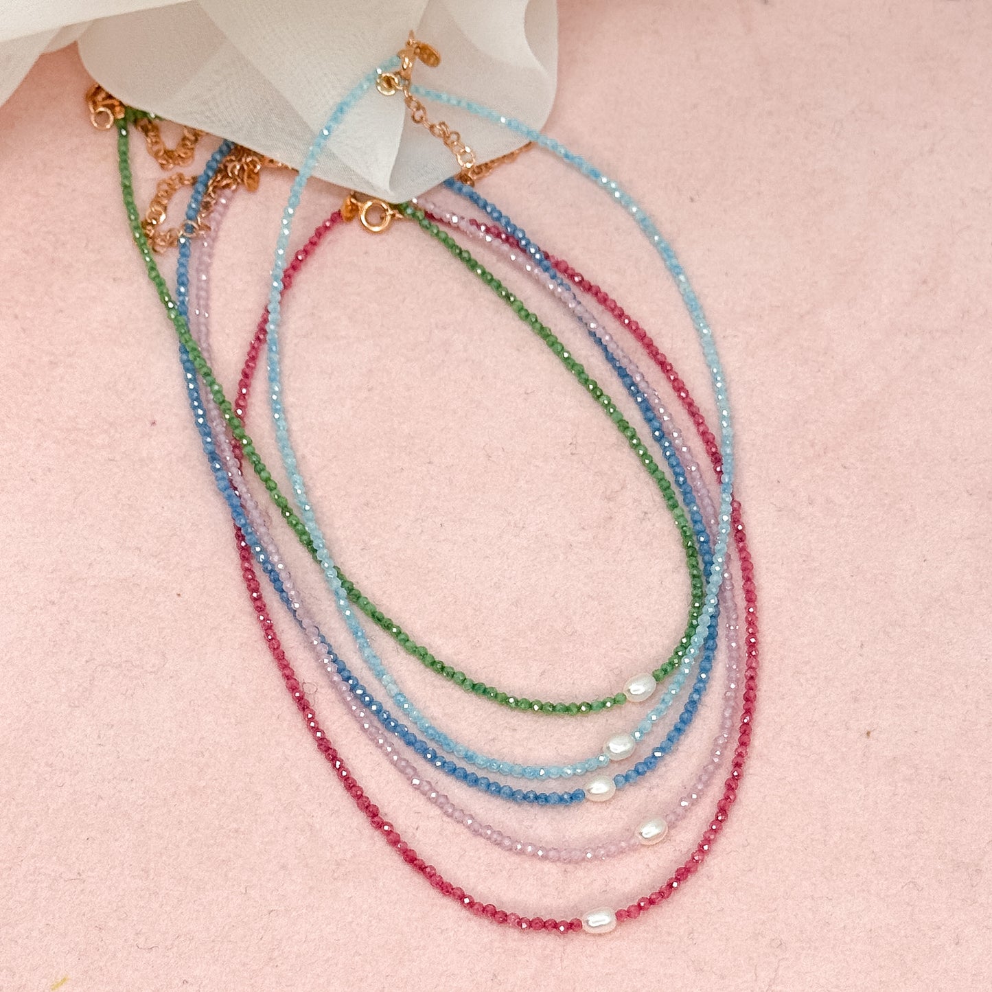 Collane choker Cristalli Colorati e Perla Risino centrale - 35cm - Lumiere Bijoux