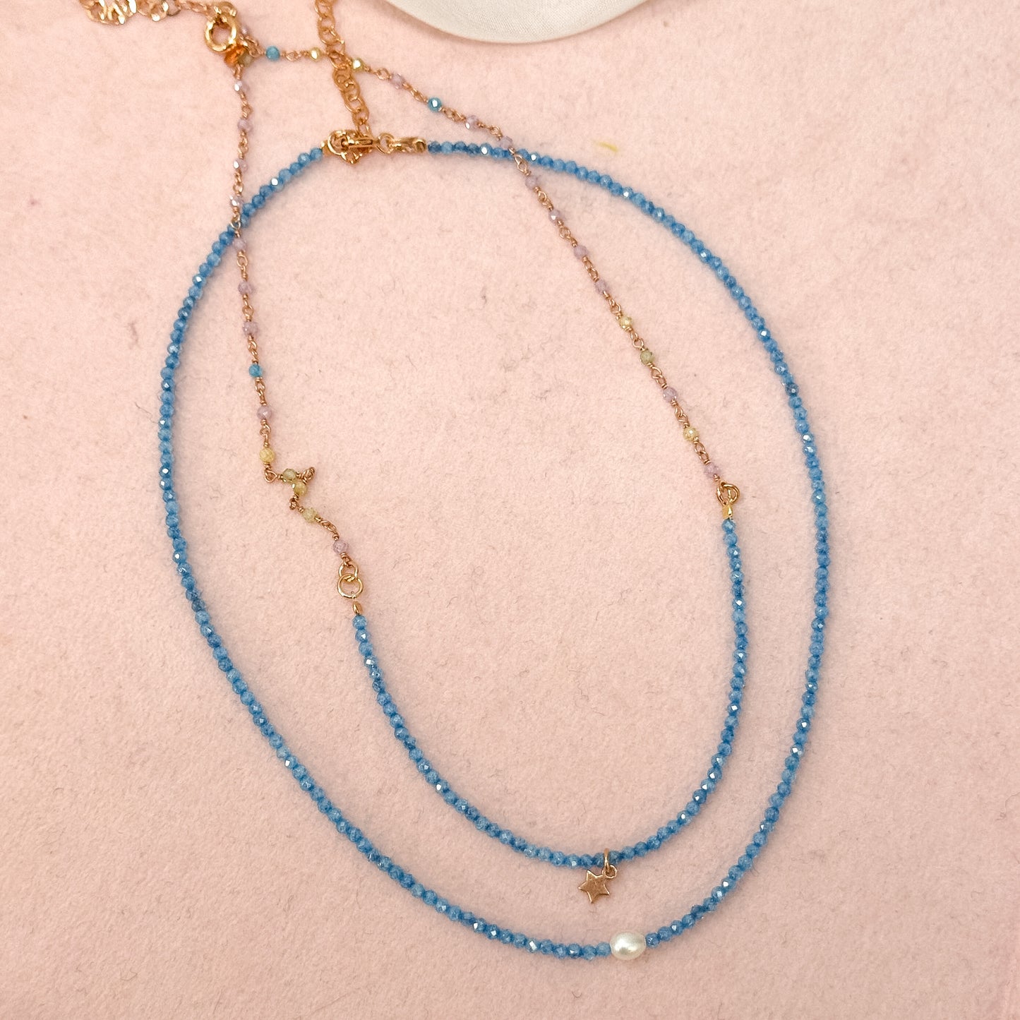 Collane choker Cristalli Colorati e Perla Risino centrale - 35cm - Lumiere Bijoux