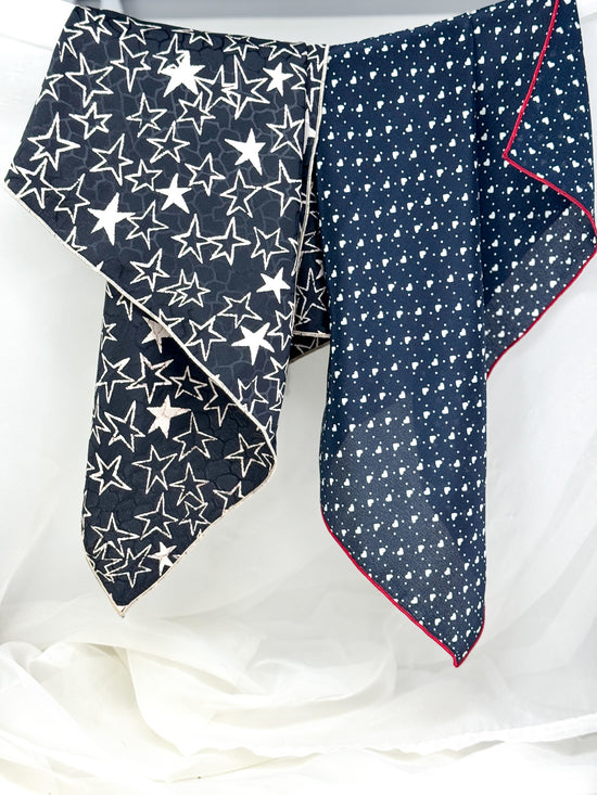 Foulard 100% seta - 45x45 cm Cuoricini e Stelle - Lumiere Bijoux