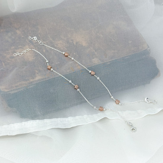 Bracciale catena forzatina argento alternata da stelle o cuori rosè - Lumiere Bijoux