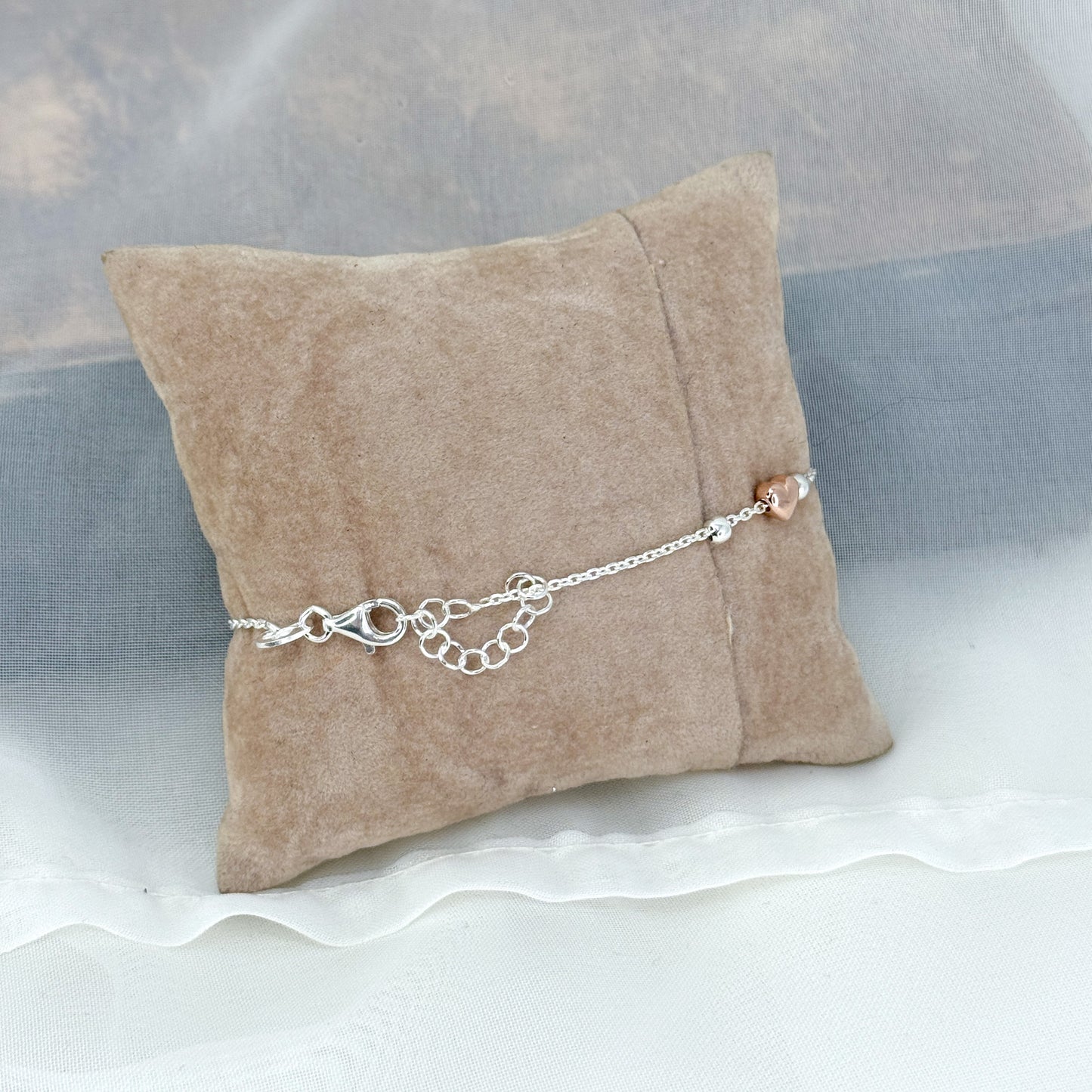 Bracciale catena forzatina argento alternata da stelle o cuori rosè - Lumiere Bijoux