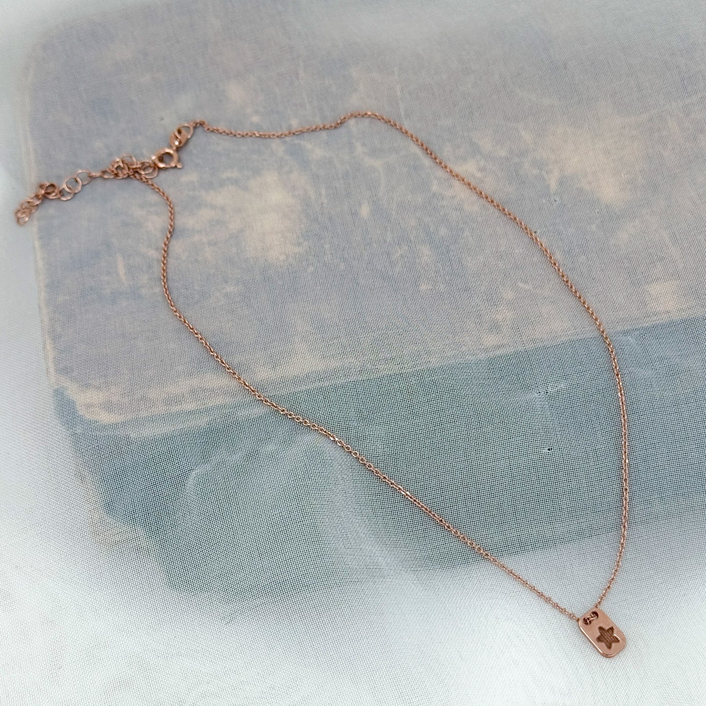 Collana Noisette con mini targhetta cuore o stella in argento rosé 35 cm - Lumiere Bijoux