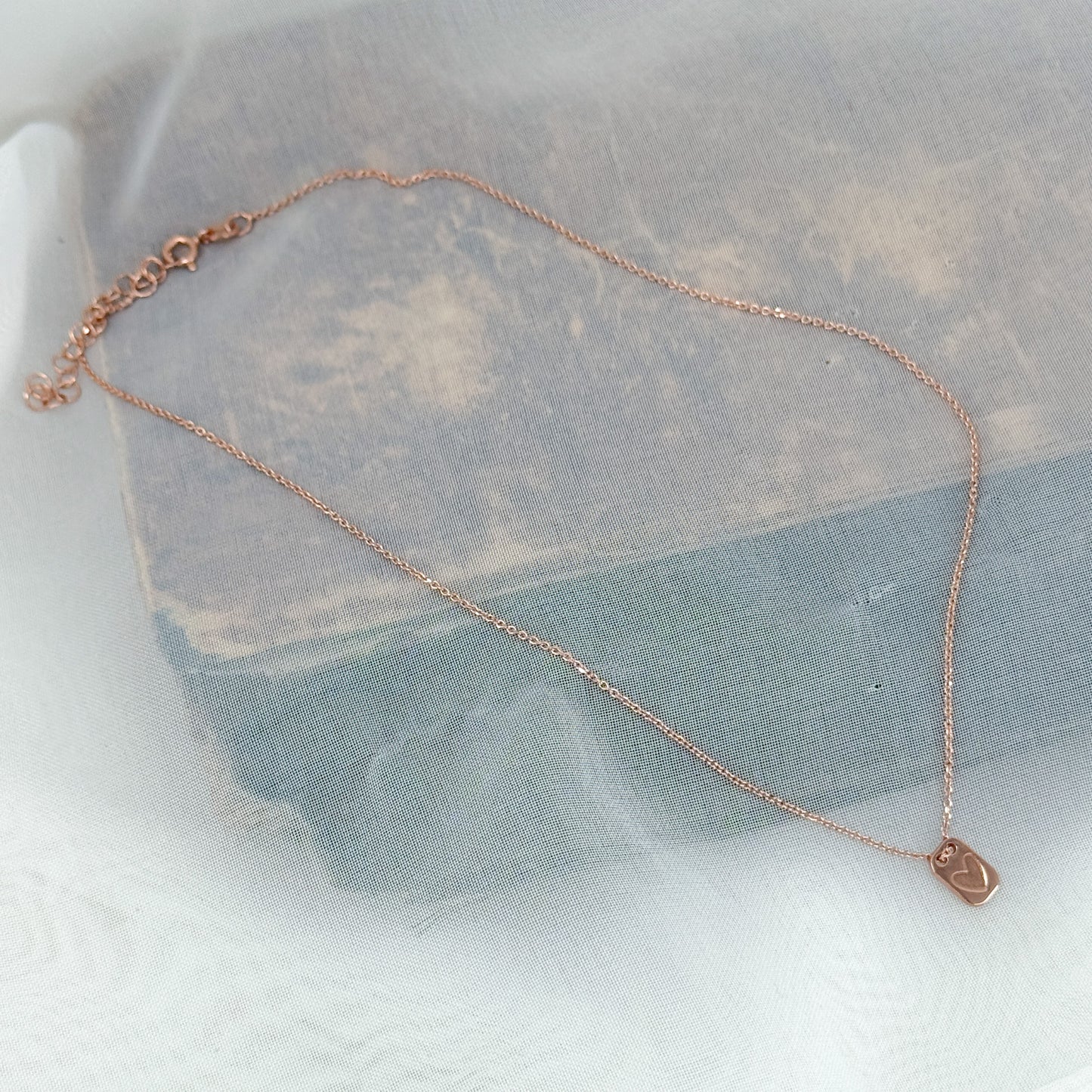 Collana Noisette con mini targhetta cuore o stella in argento rosé 35 cm - Lumiere Bijoux