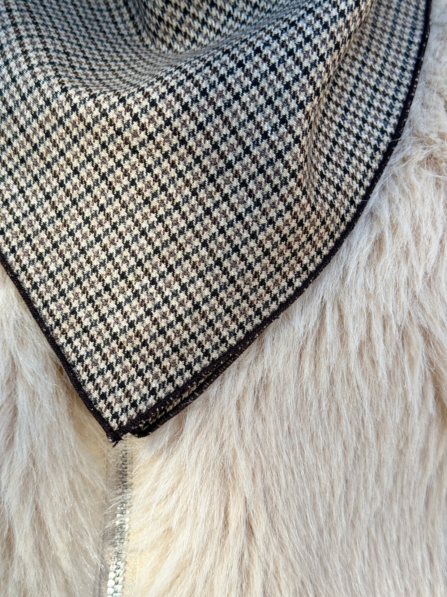 Foulard in lana pied de poule nero beige 70x70 cm - Lumiere Bijoux