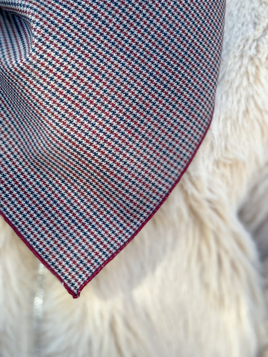 Foulard in lana pied de poule blu bordeaux 70x70 cm - Lumiere Bijoux