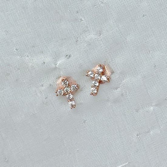 Coppia orecchini croce zirconi 1 cm - Lumiere Bijoux