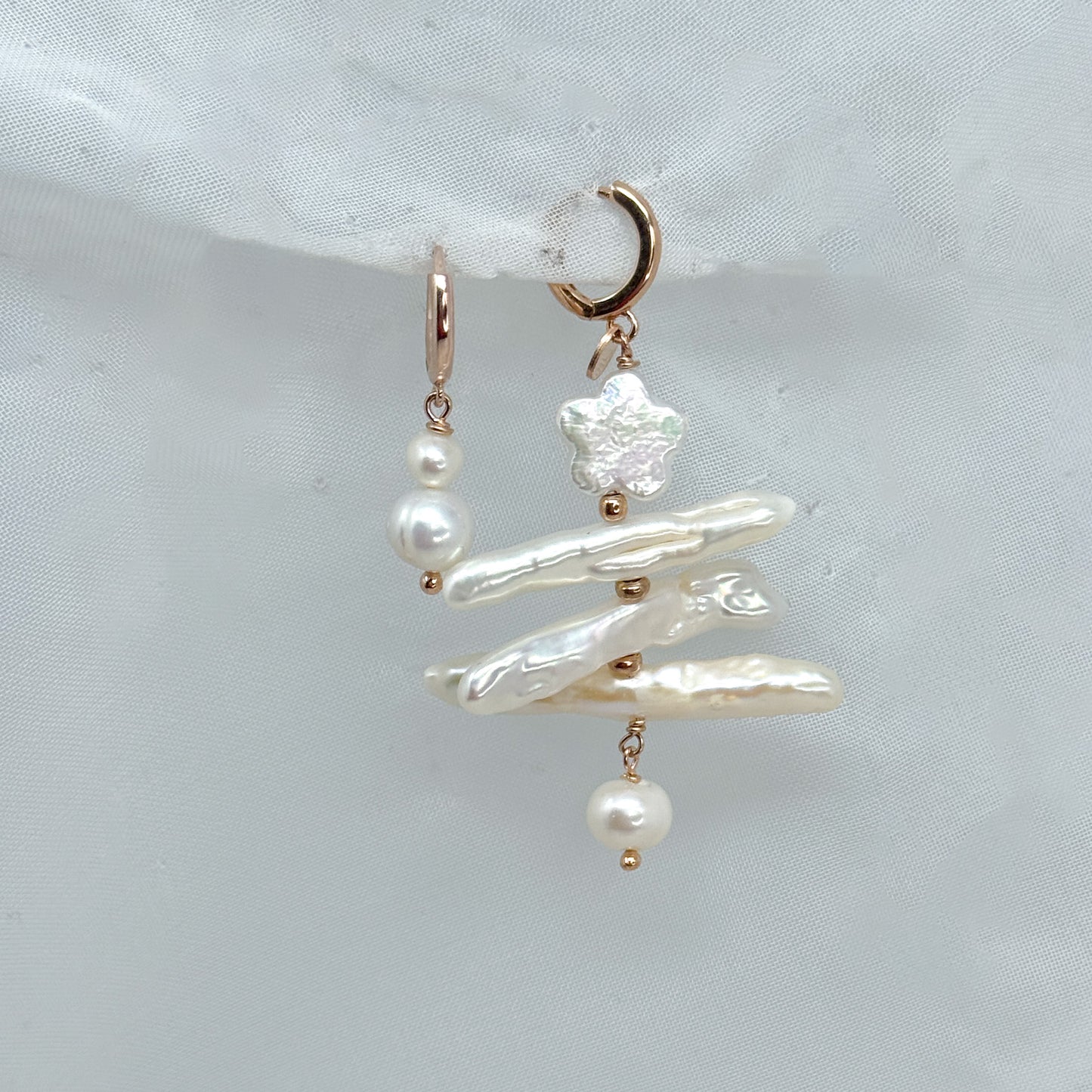 Orecchino Albero di Natale con perle in argento rosé - Lumiere Bijoux