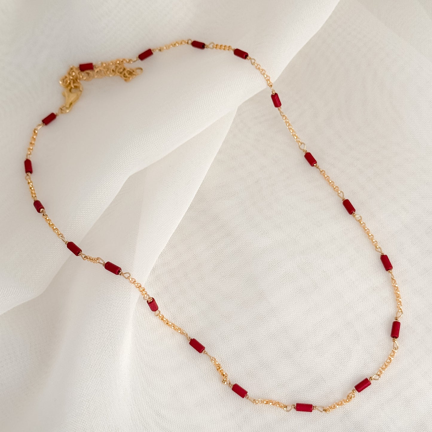 Collana tubetti bordeaux cm 36 - Lumiere Bijoux