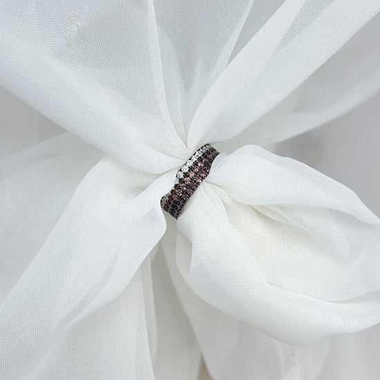 Anello fedina eternity con castone rutenio base argento rodio o rosé e zirconi bianchi e brown - Lumiere Bijoux