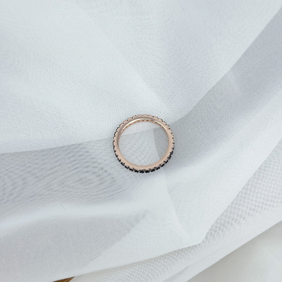 Anello fedina eternity con castone rutenio base argento rodio o rosé e zirconi bianchi e brown - Lumiere Bijoux