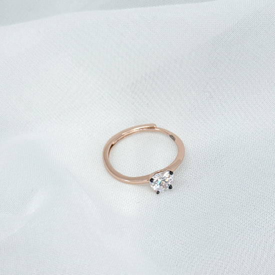 Anello regolabile in argento rosé con punzone rutenio e zircuore bianco o brown da 0.5cm - Lumiere Bijoux