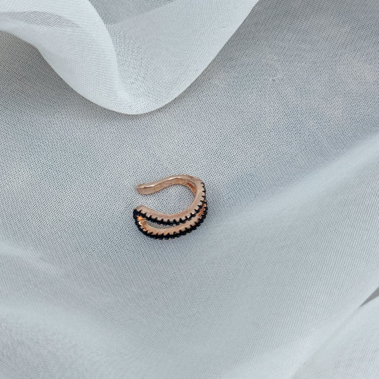 Earcuff due fili zirconi neri - Lumiere Bijoux