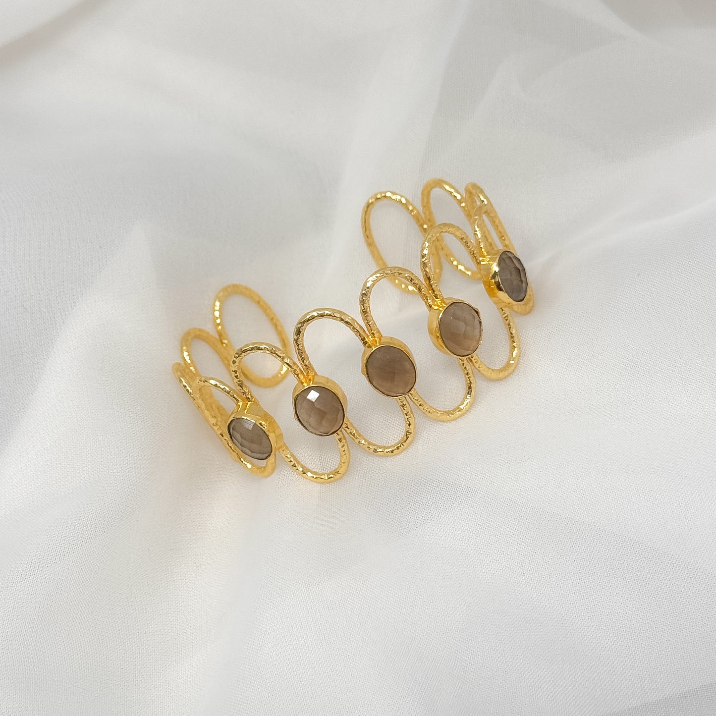 Bracciale rigido onda con ladradorite o pietra di luna - Lumiere Bijoux