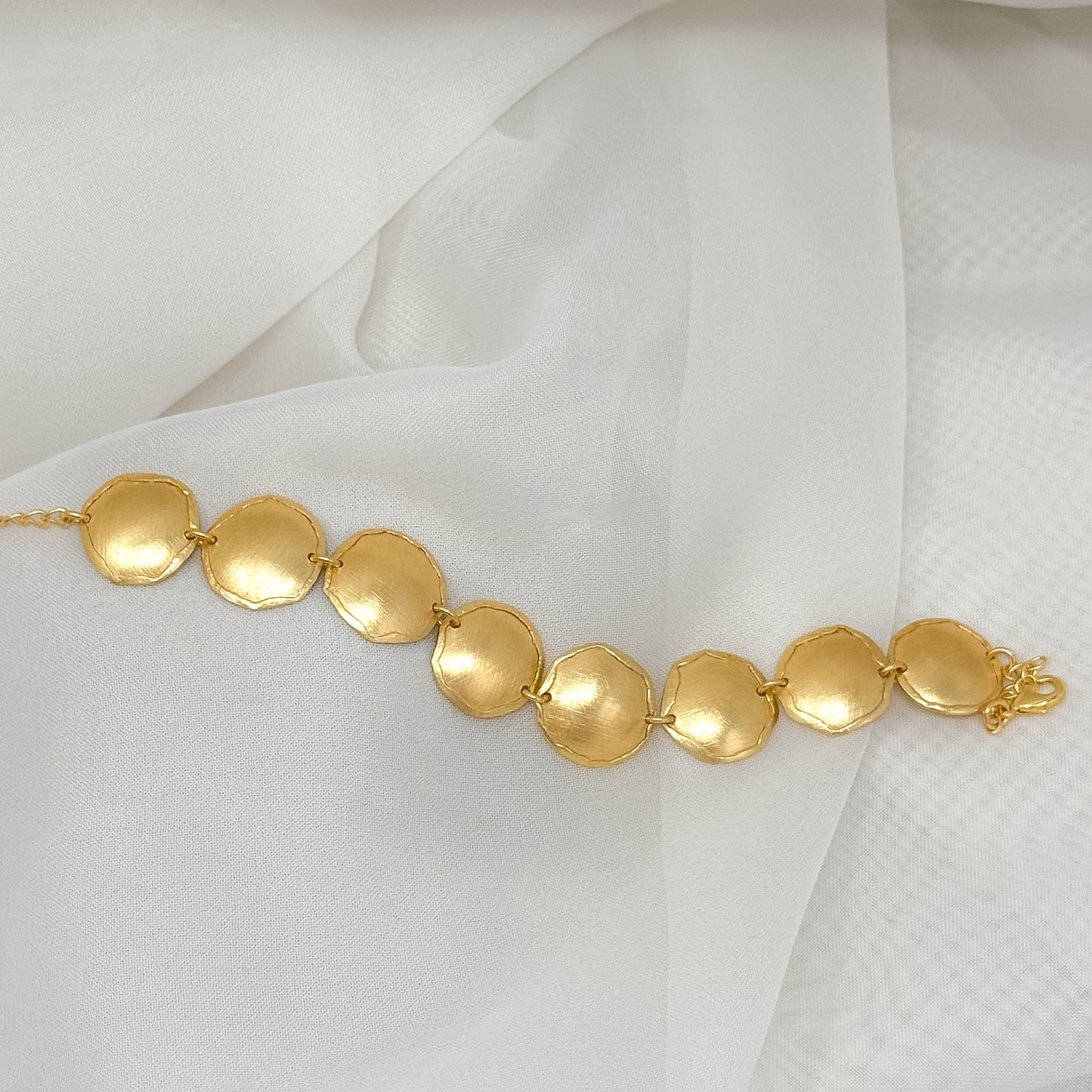 Bracciale ottone con fila di dischi - Lumiere Bijoux