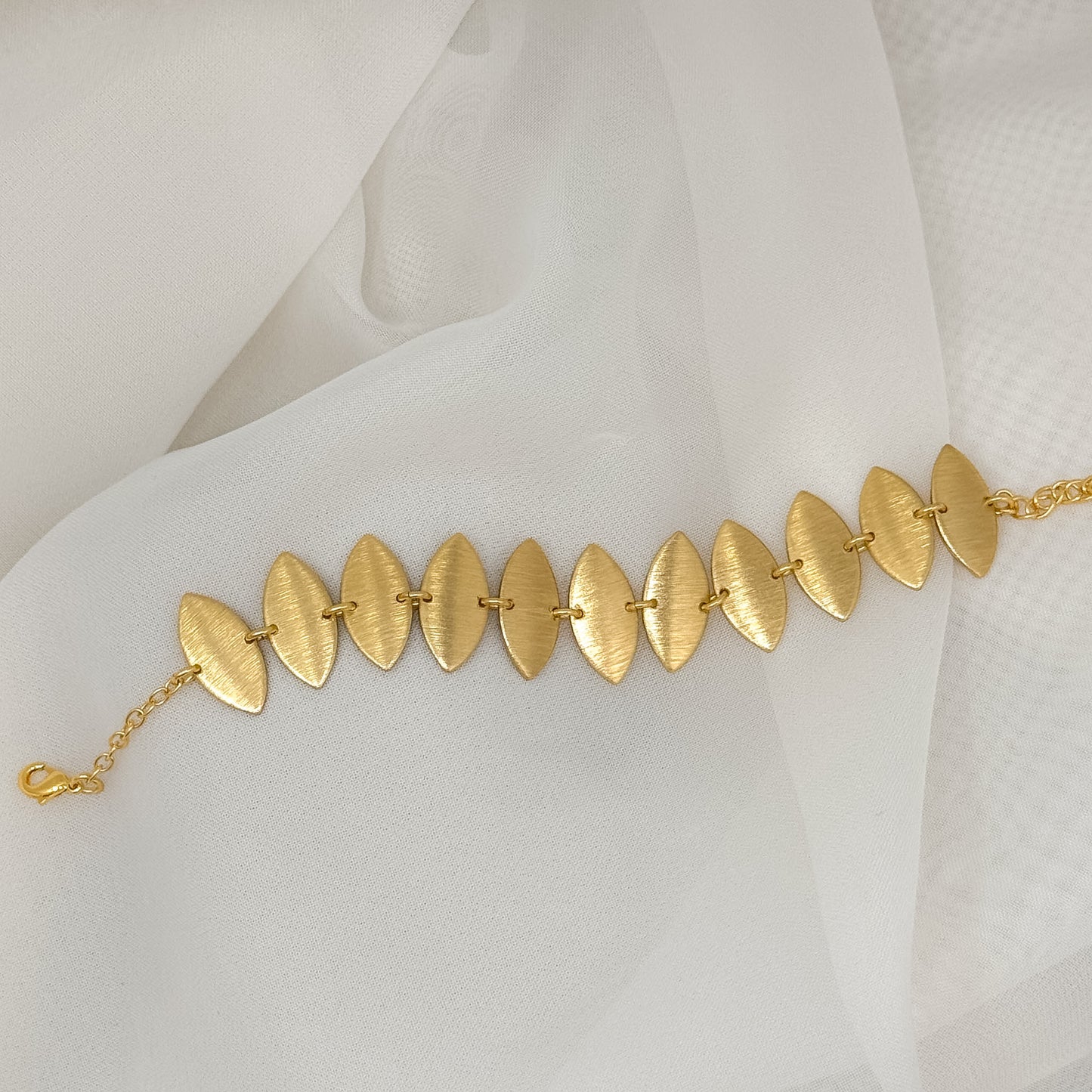 Bracciale ottone con fila di foglie - Lumiere Bijoux