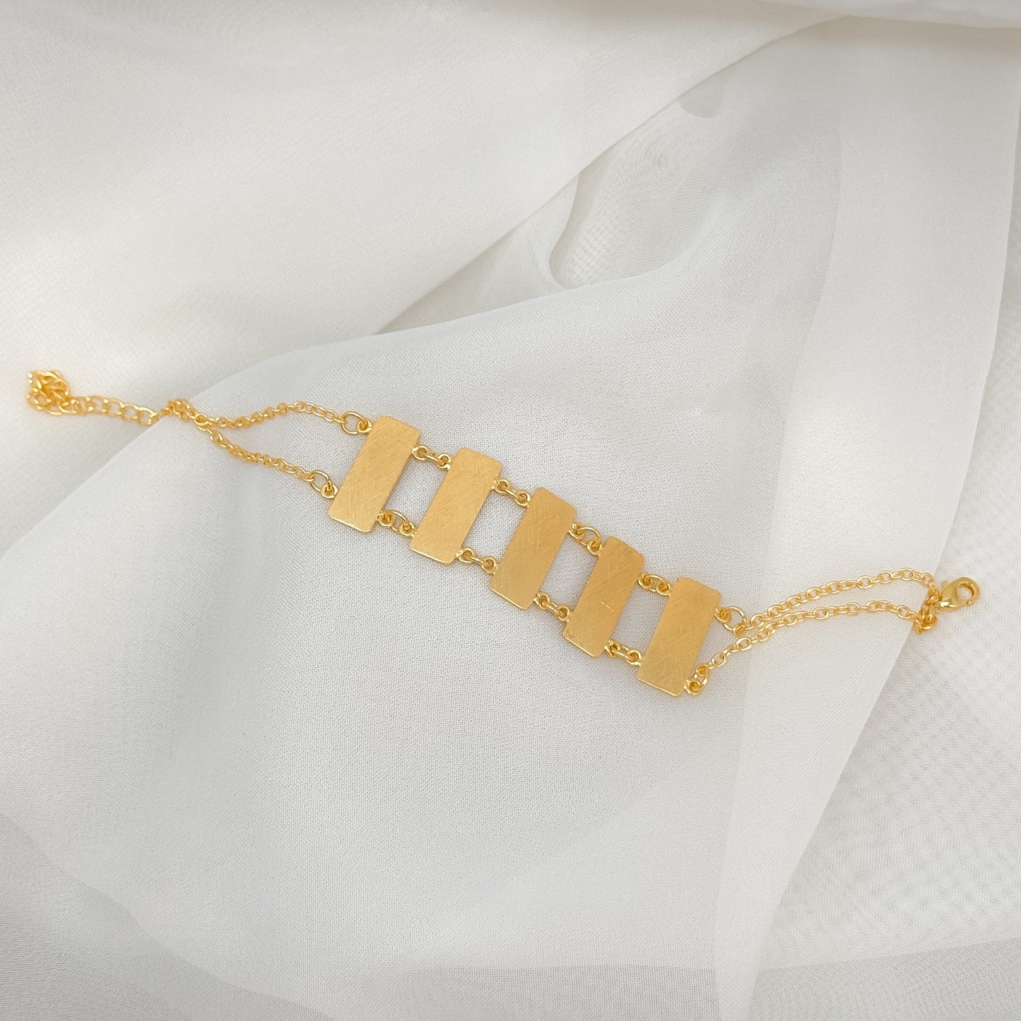 Bracciale ottone con fila di rettangoli - Lumiere Bijoux