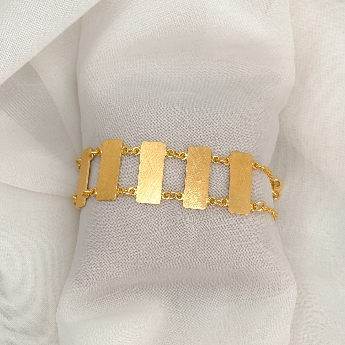 Bracciale ottone con fila di rettangoli - Lumiere Bijoux