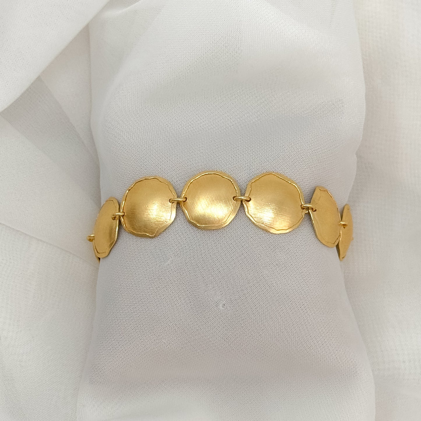 Bracciale ottone con fila di dischi - Lumiere Bijoux