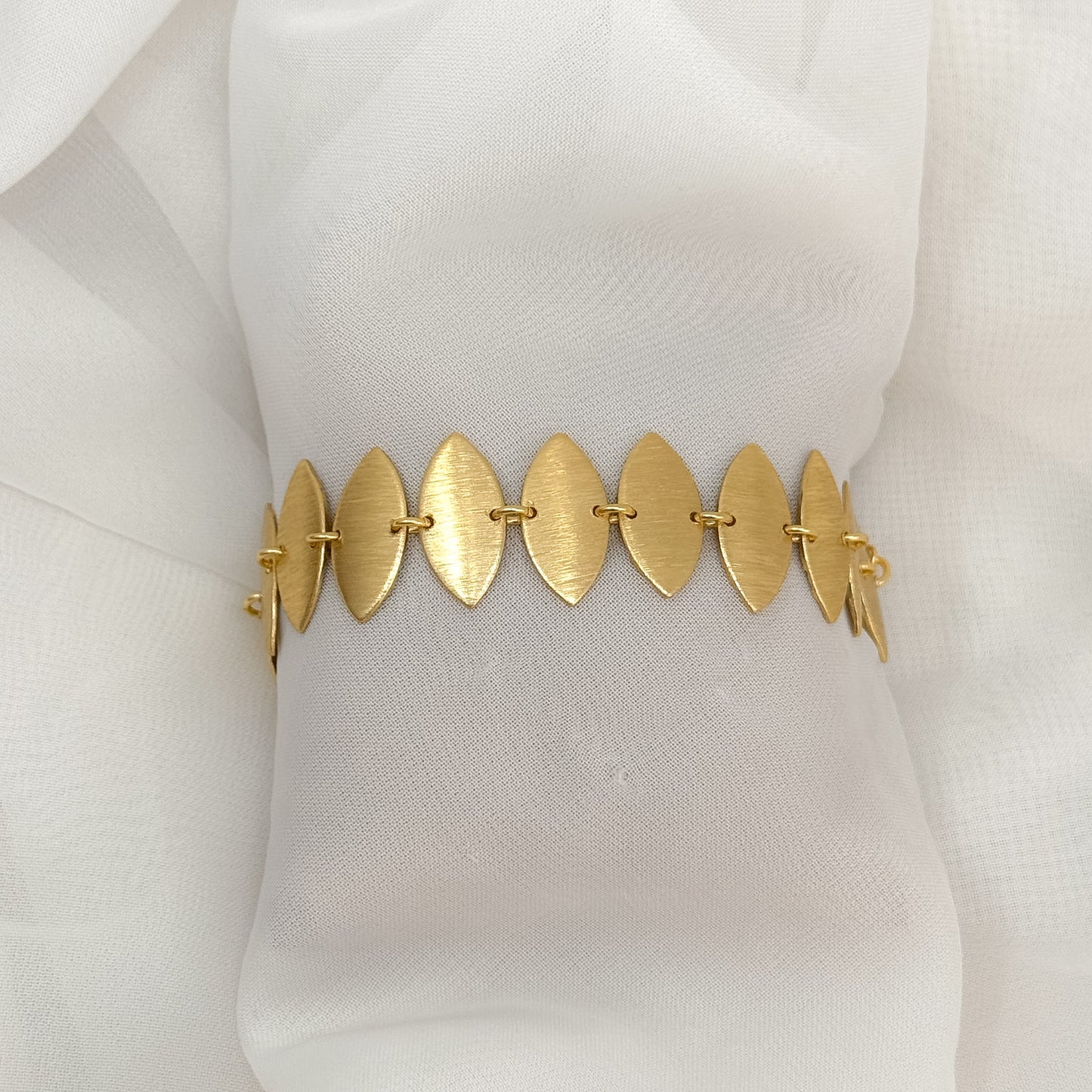 Bracciale ottone con fila di foglie - Lumiere Bijoux