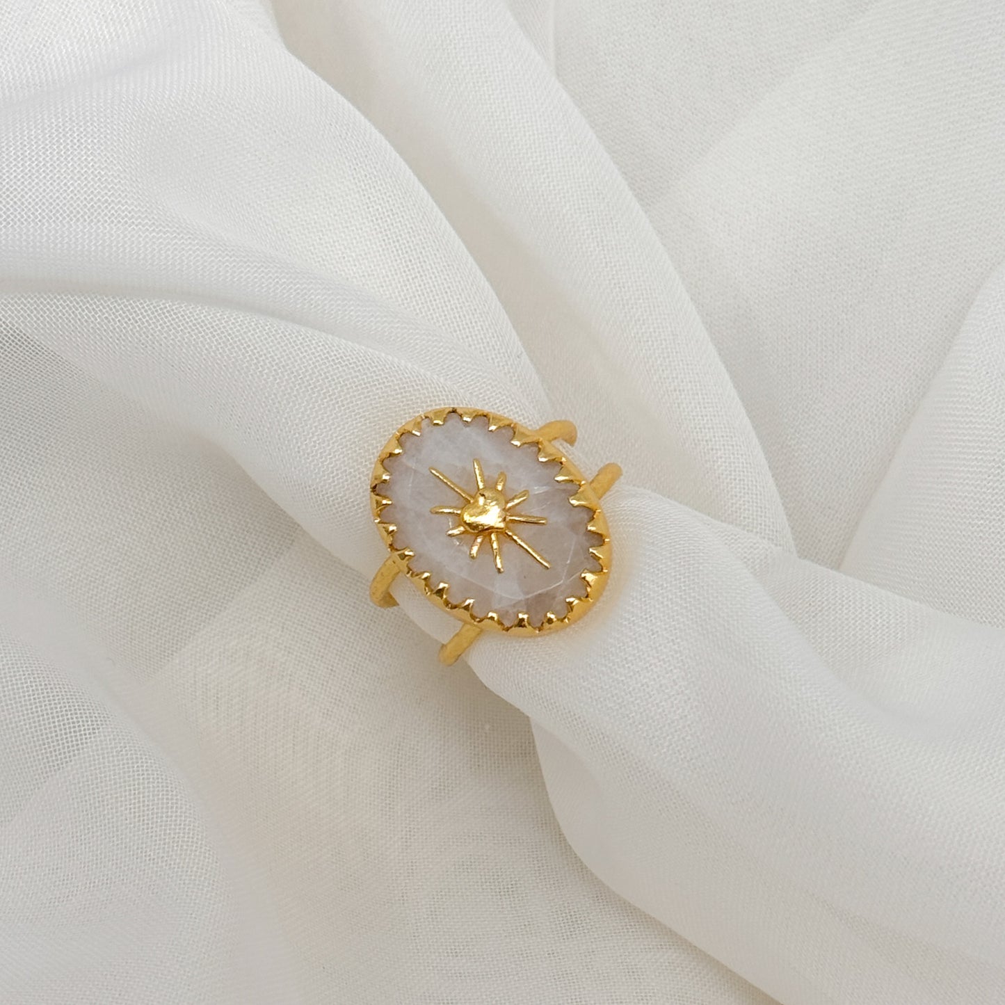 Anello regolabile pietra e cuore sacro - Lumiere Bijoux