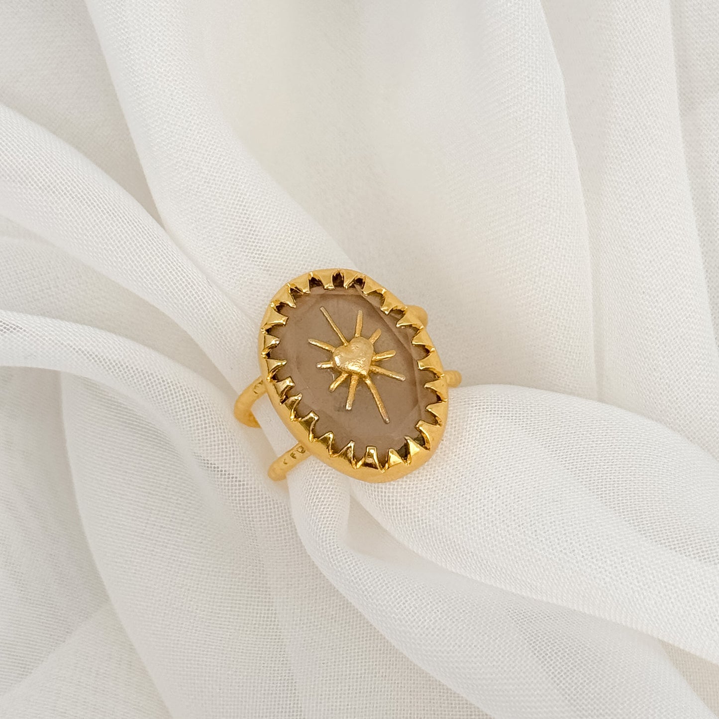 Anello regolabile pietra e cuore sacro - Lumiere Bijoux