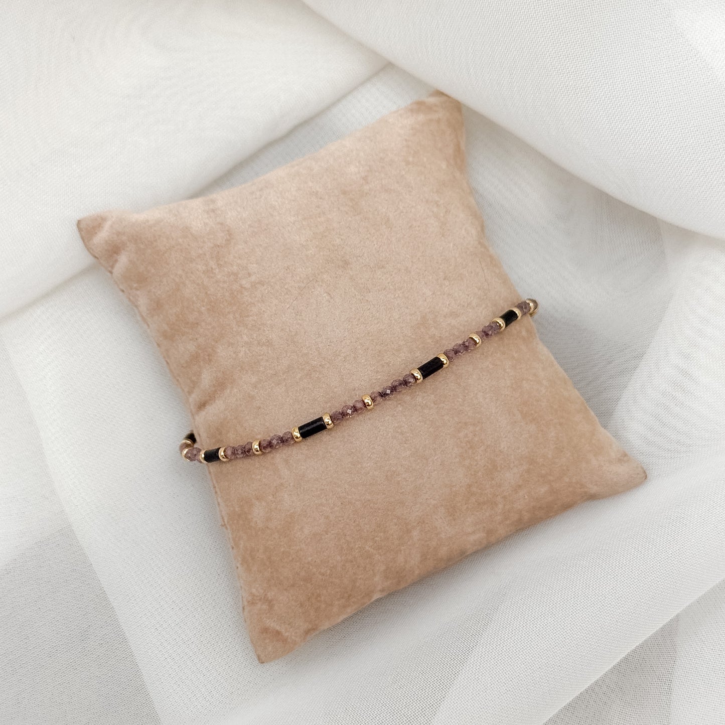 Bracciale cristalli tubetti e pepite ottone dorato - Lumiere Bijoux