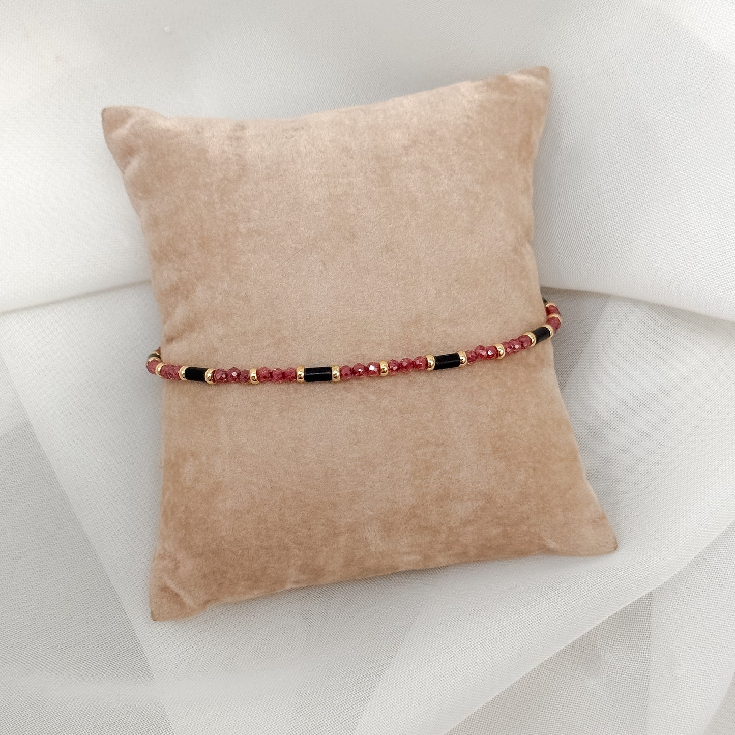 Bracciale cristalli tubetti e pepite ottone dorato - Lumiere Bijoux