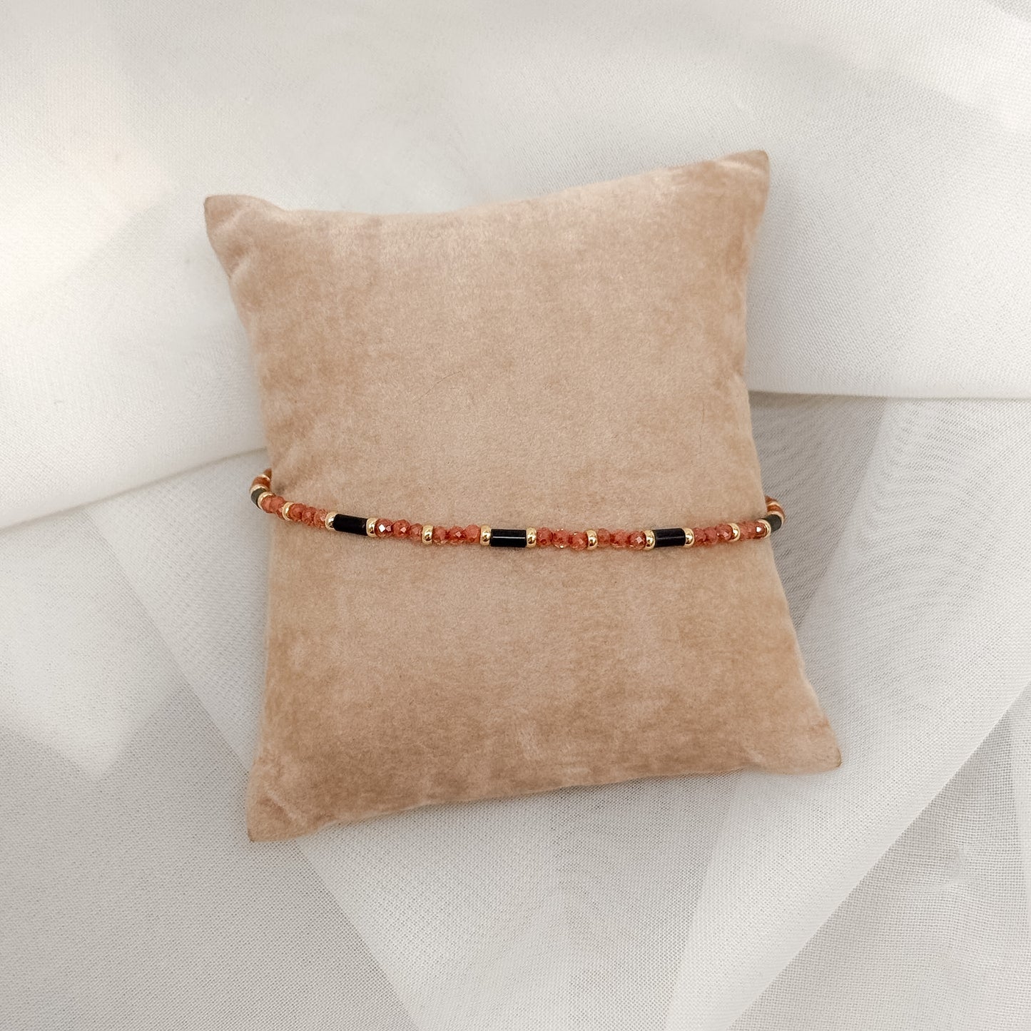 Bracciale cristalli tubetti e pepite ottone dorato - Lumiere Bijoux