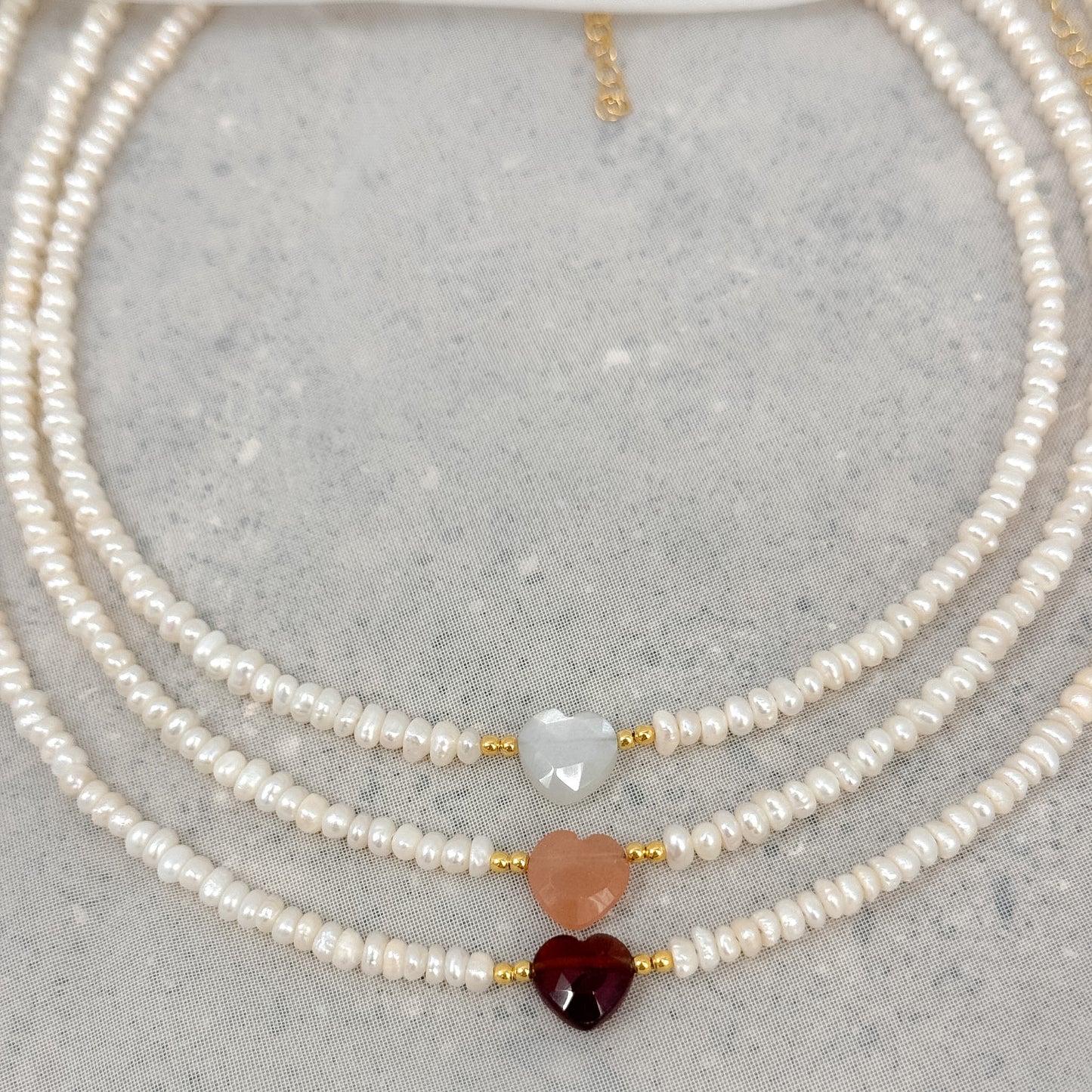 Collana ATENA con perle conchiglia irregolari e pietre semi preziose da 36cm - Lumiere Bijoux