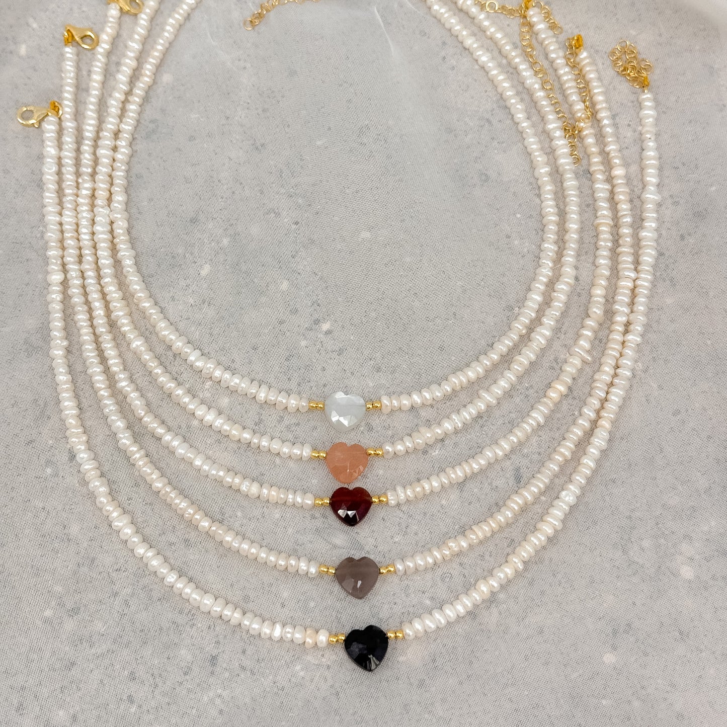 Collana ATENA con perle conchiglia irregolari e pietre semi preziose da 36cm - Lumiere Bijoux