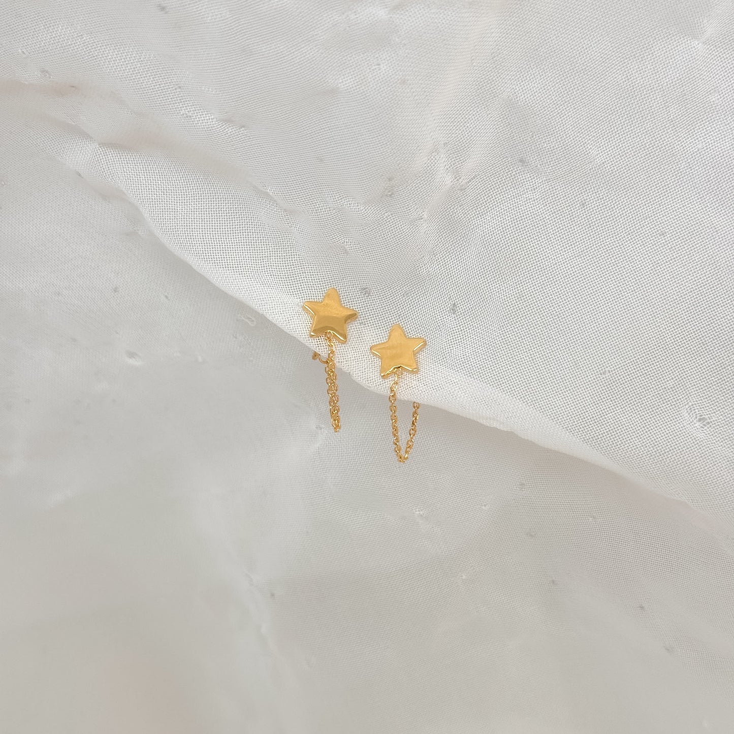 Coppia orecchini a lobo barretta - cuore - stella o cerchio e catenella avvolgi lobo oro giallo - Lumiere Bijoux